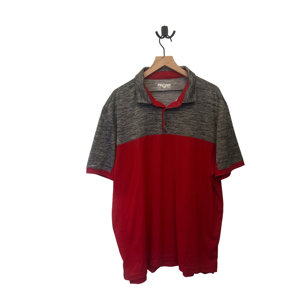 Levelwear 2XL Polo Shirt Mens Red Gray Modern Fit Short Sleeve‎